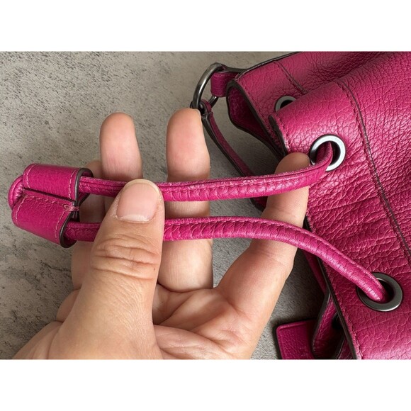 COACH Leather DrawstringBucket Mickie Satchel ShoulderCrossbody Bag 35363 Pink - Picture 8 of 10
